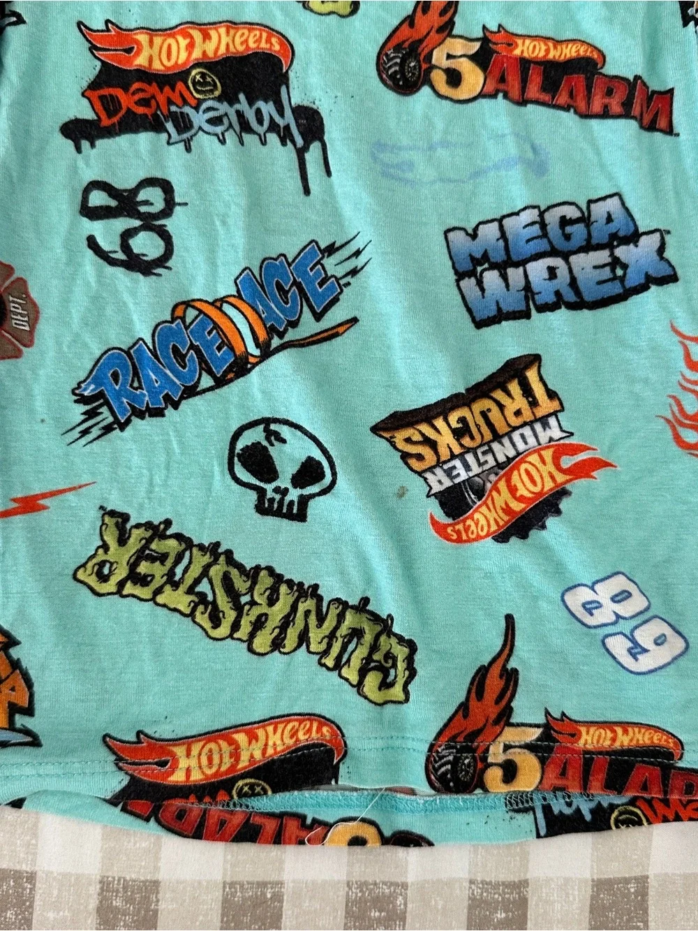 Posh Peanut Turquoise Graphic Hot Wheels-Style Pajama Set